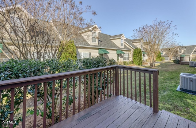 1505 Kensington Pl Unit 1505, Johnson City, TN 37615 - wooden terrace featuring a yard, central AC unit, and a residential view