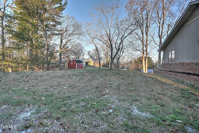 view of yard with an outdoor structure