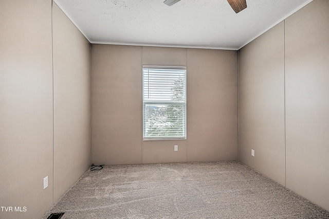 unfurnished room with light colored carpet and a textured ceiling