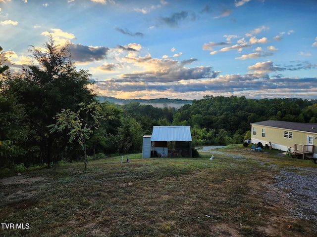 view of yard at dusk