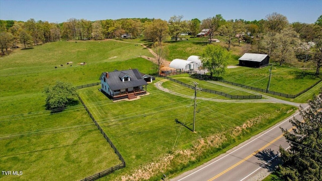 bird's eye view featuring a rural view