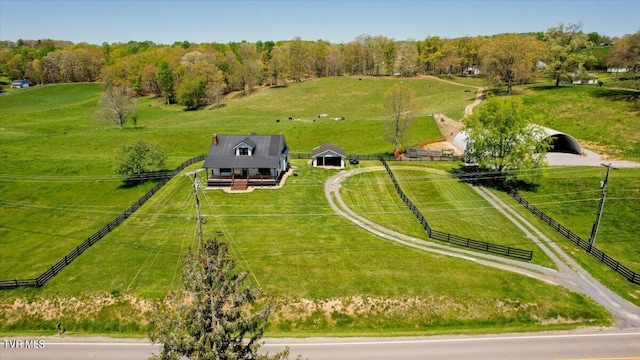 drone / aerial view featuring a rural view