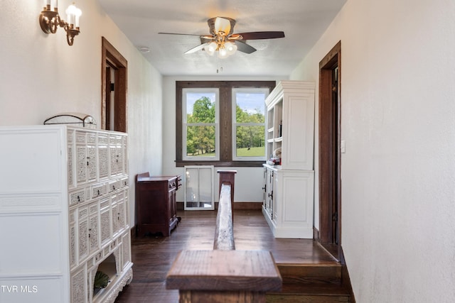 hall with dark hardwood / wood-style flooring