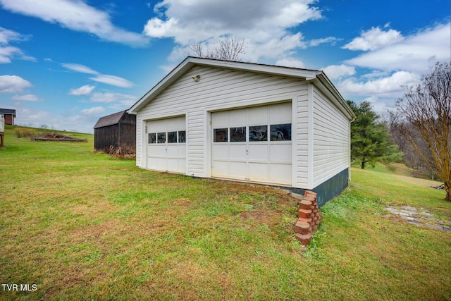 view of detached garage