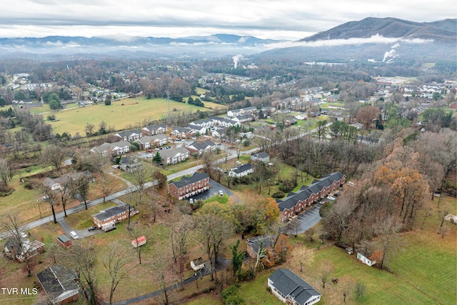 bird's eye view with a mountain view