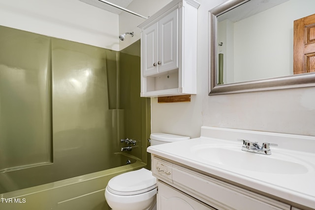 full bathroom with vanity, shower / bathtub combination, and toilet