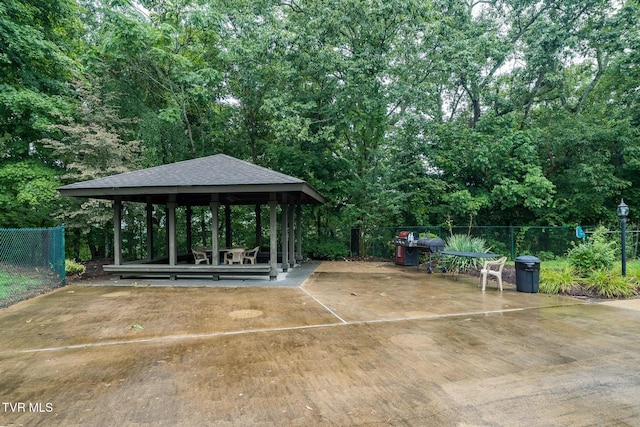 view of patio featuring a gazebo