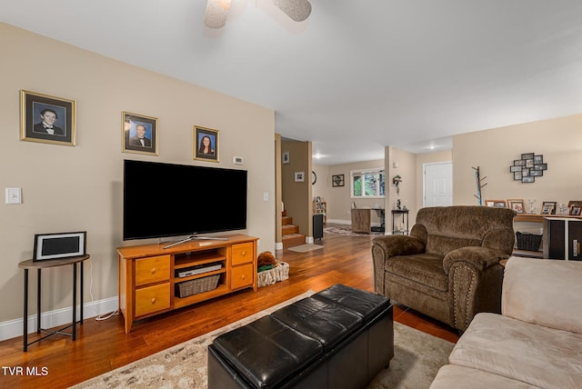 living room featuring dark hardwood / wood-style flooring