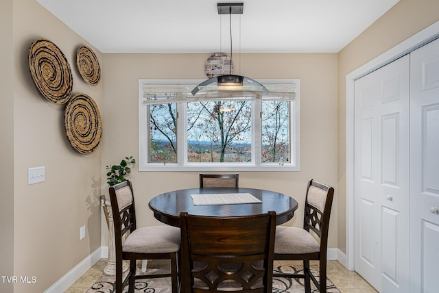 view of tiled dining room