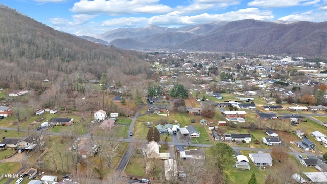 birds eye view of property featuring a mountain view