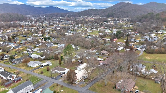 birds eye view of property featuring a mountain view