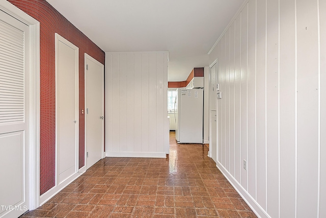 corridor with wooden walls