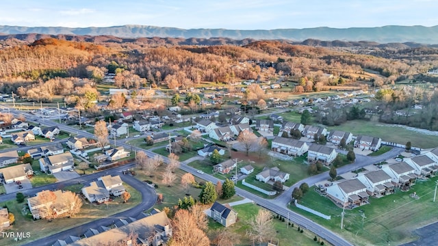 drone / aerial view with a mountain view