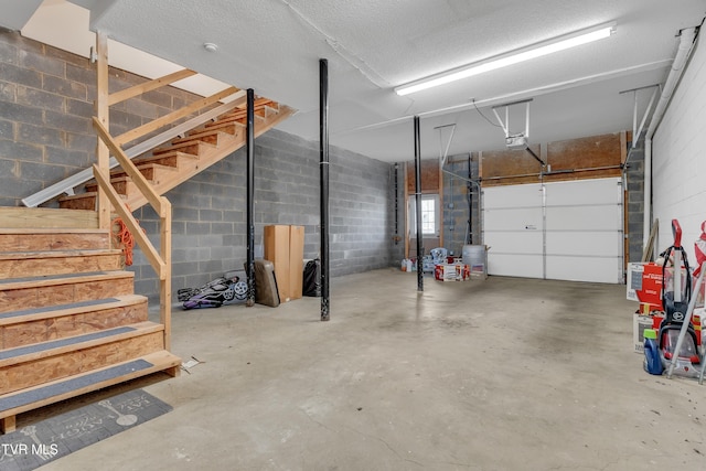 garage with a garage door opener