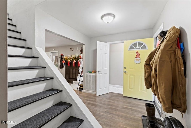 foyer entrance featuring wood-type flooring