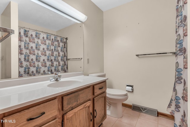 bathroom featuring tile patterned flooring, vanity, and toilet