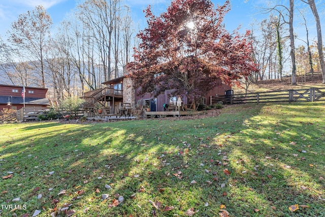 view of yard with a deck