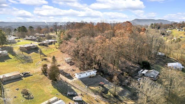 birds eye view of property with a mountain view