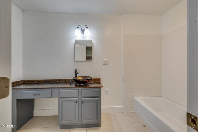 bathroom featuring tile patterned flooring and vanity