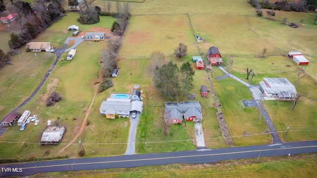 aerial view featuring a rural view