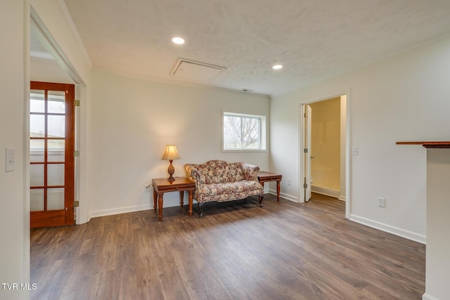 sitting room featuring dark hardwood / wood-style floors