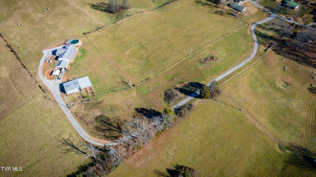 aerial view featuring a rural view