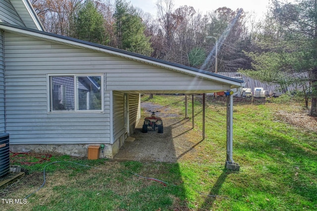 view of home's exterior with a lawn