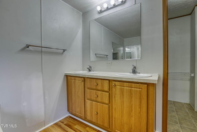 bathroom featuring hardwood / wood-style floors and vanity