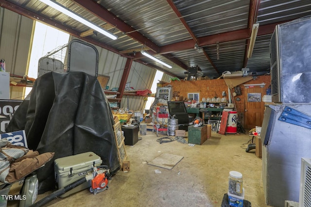 garage featuring a workshop area