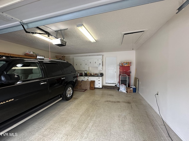 garage with a garage door opener