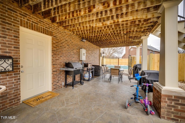 view of patio featuring grilling area