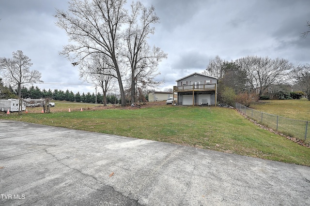 view of yard with a deck