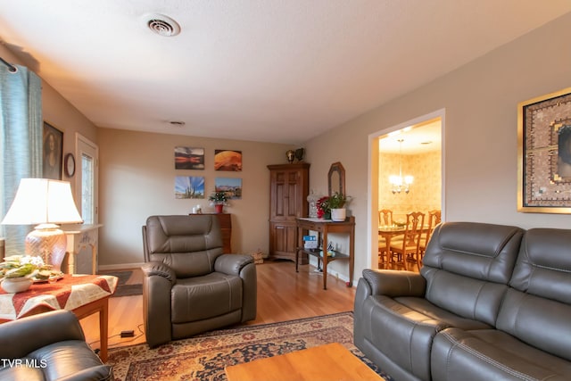 living room with hardwood / wood-style floors