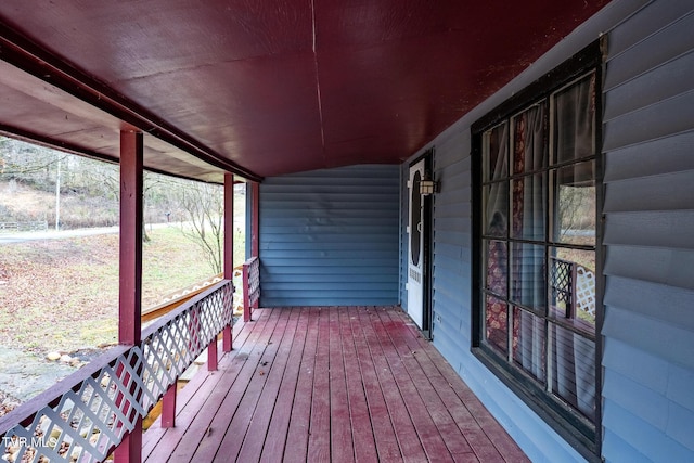 wooden deck featuring a porch