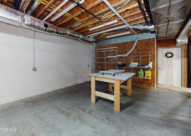 view of unfinished basement