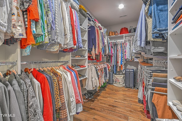 spacious closet with hardwood / wood-style floors