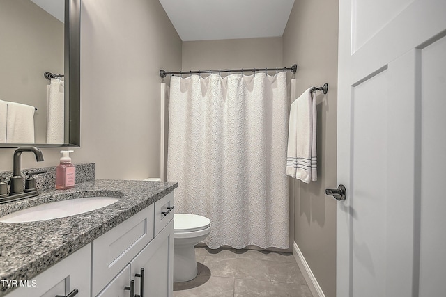 bathroom with tile patterned floors, vanity, and toilet