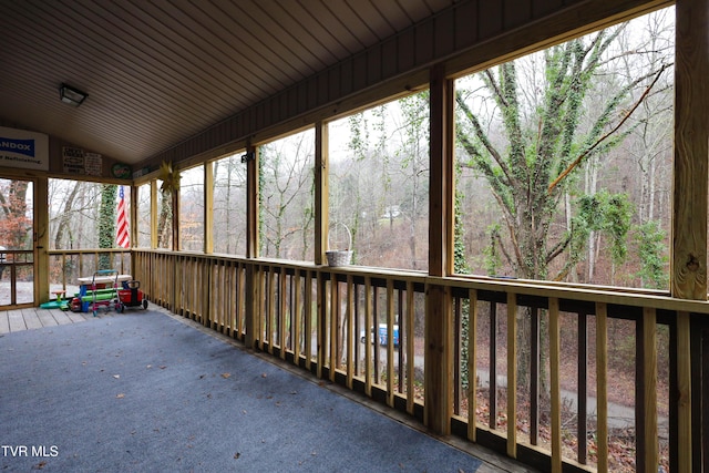 view of unfurnished sunroom