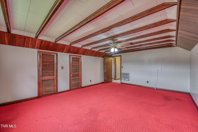 bonus room featuring ceiling fan and vaulted ceiling