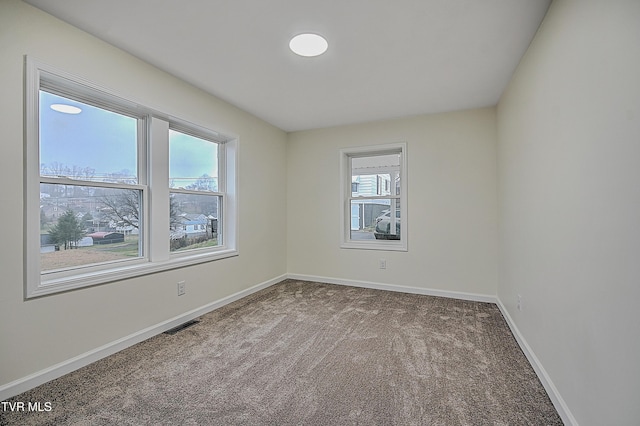 carpeted spare room featuring a healthy amount of sunlight