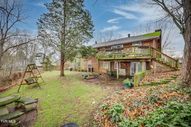 view of yard with a deck