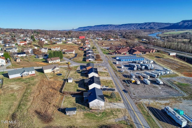 birds eye view of property with a mountain view