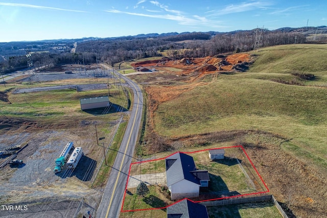 aerial view featuring a rural view