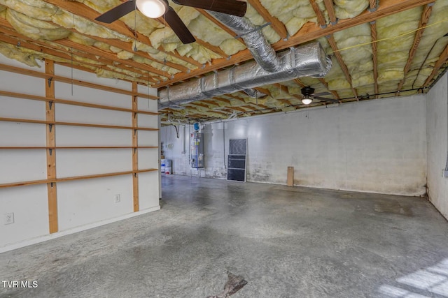 basement featuring water heater