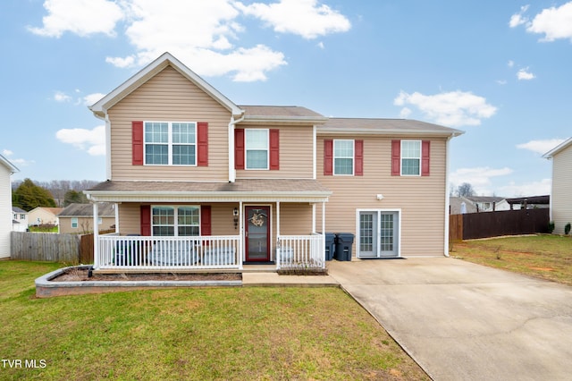 view of front facade featuring a front yard