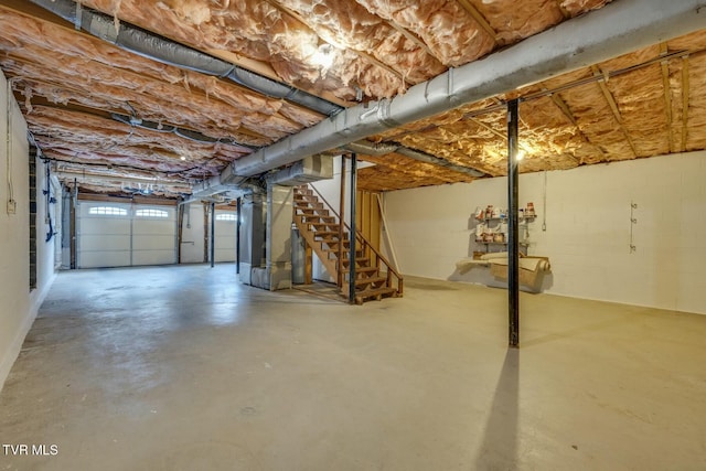 basement with heating unit