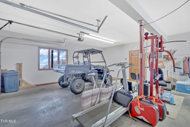 garage with a garage door opener