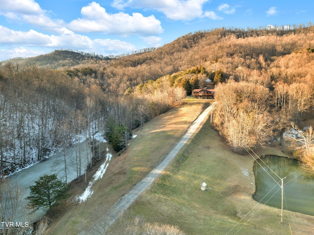 aerial view featuring a mountain view