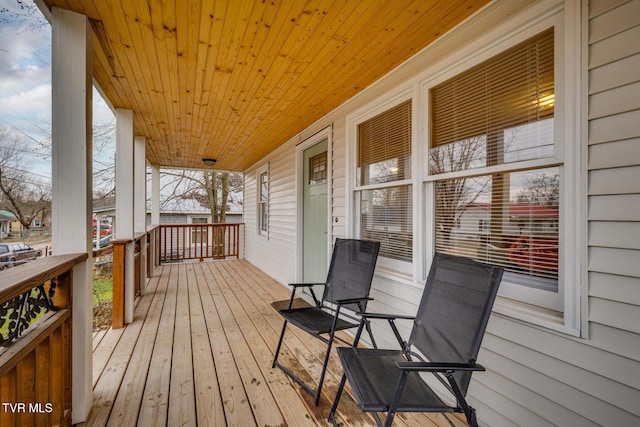 deck featuring a porch