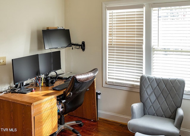 office featuring dark wood-type flooring